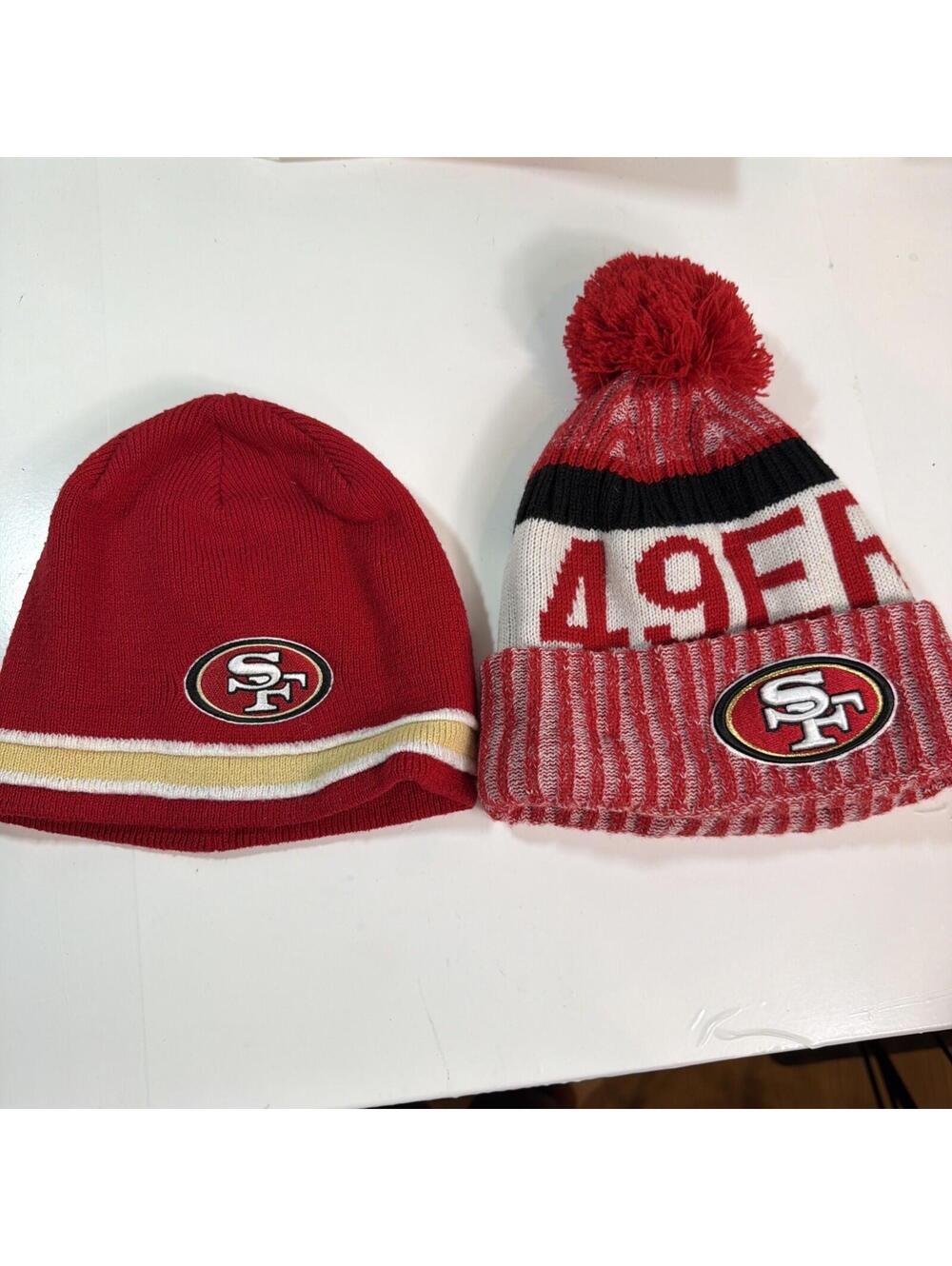 Beanie San Francisco 49ers Adult Puff Winter Knit Hat Cap Toboggan Sideline USA